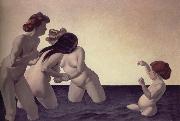 Felix Vallotton Three woman and a young girl playing the water oil painting on canvas